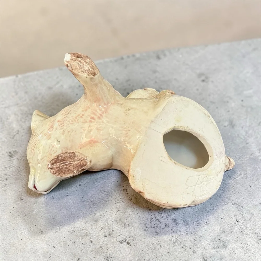 Vintage 1980s Ceramic Mother & Baby Pig Figurine Glass Eyes Farmhouse Decor